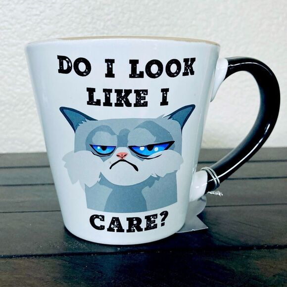 Funny Grumpy Cat “Do I Look Like I Care?” Ceramic Mug - Picture 1 of 3